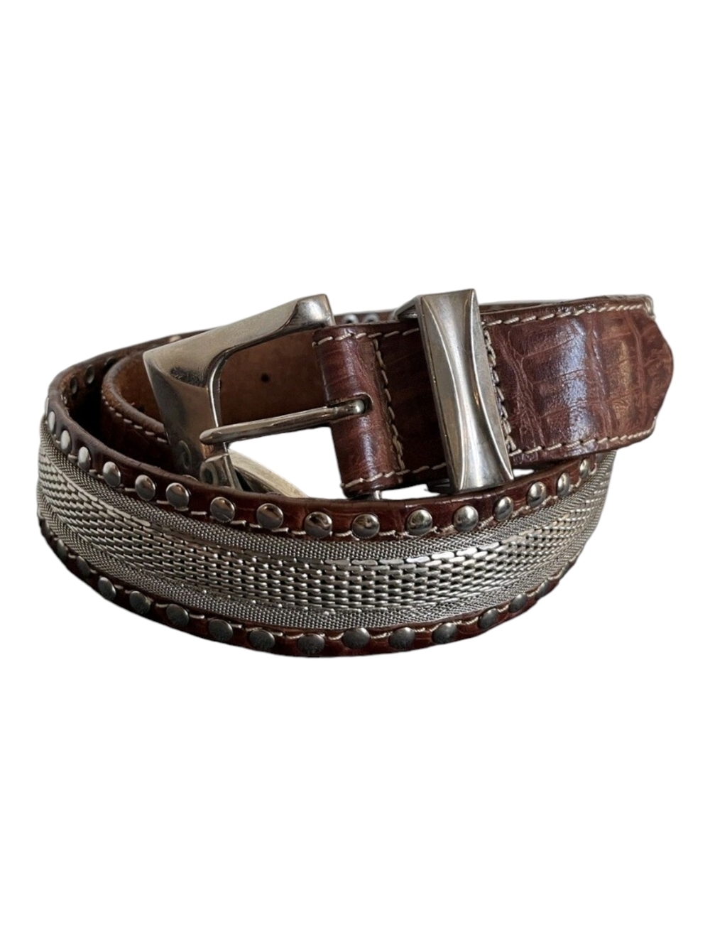 Cheval Design Studio Vintage Super Heavy Leather Mesh Metal Belt